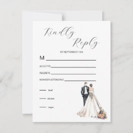 Tarjeta De Confirmación De Asistencia Acuarela Newlyweds