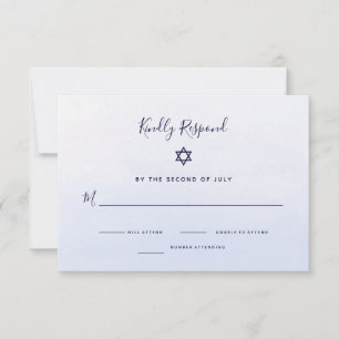 Tarjeta De Confirmación De Asistencia Acuarela Pastel Azul Ombre   Bat Mitzvah