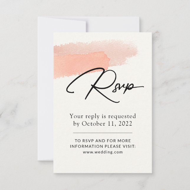 Tarjeta De Confirmación De Asistencia acuarela rosa. Boda romántico simple y delicado (Anverso)