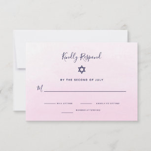 Tarjeta De Confirmación De Asistencia Acuarela rosa de Rubor Ombre   Bat Mitzvah