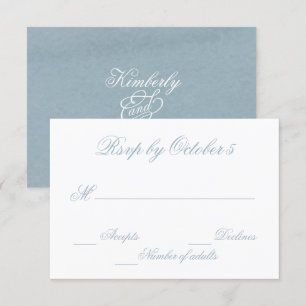 Tarjeta De Confirmación De Asistencia Acuarela Rusa Dusty Blue Nature Leafy Boda