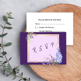 Tarjeta De Confirmación De Asistencia Acuarela Wisteria Purple Lavender Floral