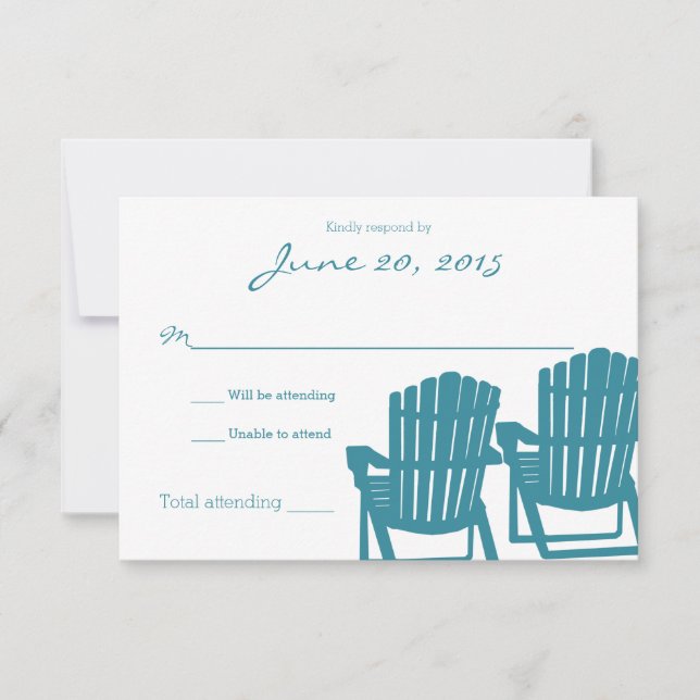 Tarjeta De Confirmación De Asistencia Adirondack Chairs Beach Wedding Response Card (Anverso)
