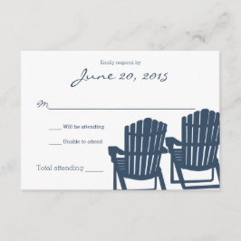 Tarjeta De Confirmación De Asistencia Adirondack Chairs Blue Beach Boda Tarjeta de respu