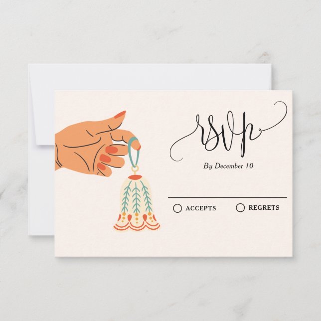 Tarjeta De Confirmación De Asistencia adornos decoración árbol de Navidad  (Anverso)