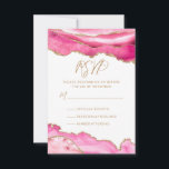 Tarjeta De Confirmación De Asistencia Agate Purpurina de oro rosa de Bat Mitzvah<br><div class="desc">Esta moderna tarjeta de respuesta RSVP de Bat Mitzvah presenta bordes de mármol rosa y falso purpurina dorado con tipografía de escritura moderna con fecha para personalizar. La parte trasera de la tarjeta tiene bordes de ágata a juego y una falsa estrella de oro de David. Diseñado por Susan Coffey....</div>