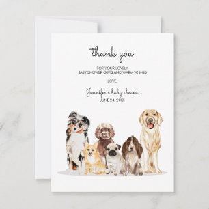 Tarjeta De Confirmación De Asistencia Agradecimiento de baby shower de acuarela de perro