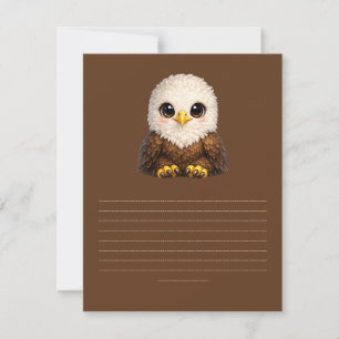 Tarjeta De Confirmación De Asistencia Águila linda con grandes ojos Feliz animal del bos