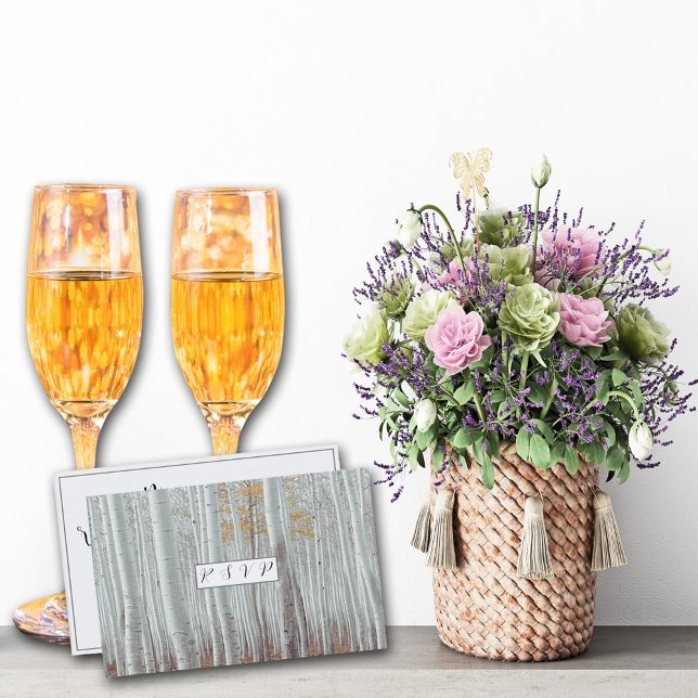 Tarjeta De Confirmación De Asistencia Álamos blancos elegantes (Subido por el creador)