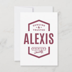 Tarjeta De Confirmación De Asistencia Alexis Nombre personalizado Regalo de cumpleaños