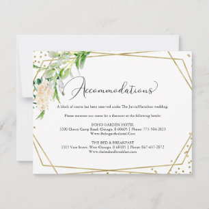 Tarjeta De Confirmación De Asistencia Alojamiento de boda geométrico de vegetación elega
