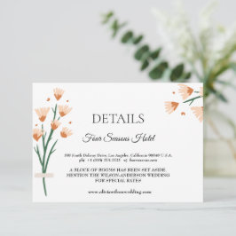Tarjeta De Confirmación De Asistencia Alojamiento de detalles del Boda Pink Wildflowers