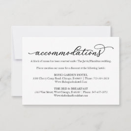 Tarjeta De Confirmación De Asistencia Alojamiento de Hotel de Boda con Caligrafía Elegan
