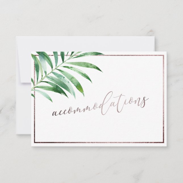 Tarjeta De Confirmación De Asistencia Alojamiento PixDezines Greenery Palm Fronds (Anverso)