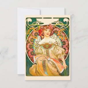 Tarjeta De Confirmación De Asistencia Alphonse Mucha Art Nouveau Daydream
