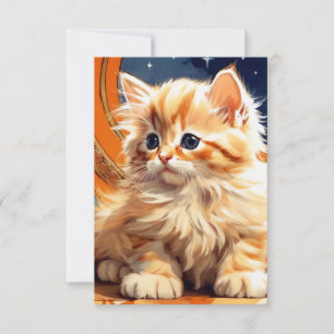 Tarjeta De Confirmación De Asistencia Alphonse Mucha Art Nouveau Naranja Cat
