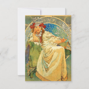 Tarjeta De Confirmación De Asistencia Alphonse Mucha Art Nouveau Princess Hyacinth