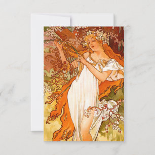 Tarjeta De Confirmación De Asistencia Alphonse Mucha modernidad primavera