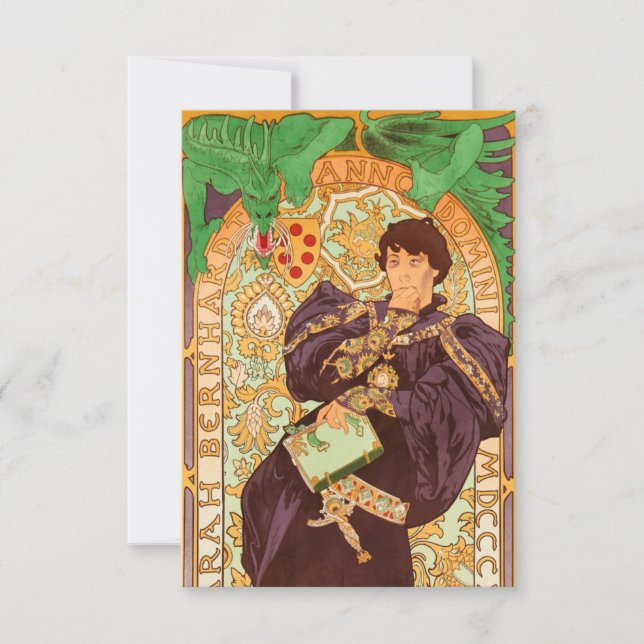 Tarjeta De Confirmación De Asistencia Alphonse Mucha Prince y Dragon (Anverso)