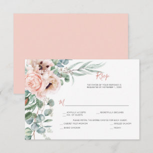 Tarjeta De Confirmación De Asistencia Amapolas rosadas y marfil, eucalipto, follaje