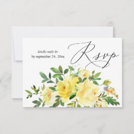 Tarjeta De Confirmación De Asistencia Amarillo Floral con Comida