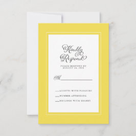 Tarjeta De Confirmación De Asistencia Amarillo y Blanco | Elegante Sobre para Boda