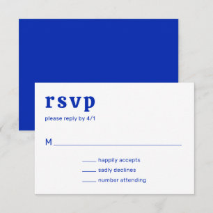 Tarjeta De Confirmación De Asistencia Amelia Royal Blue Modern Boda