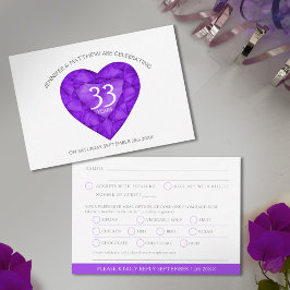 Tarjeta De Confirmación De Asistencia Amethyst Boda Aniversario Corazón de acuarela