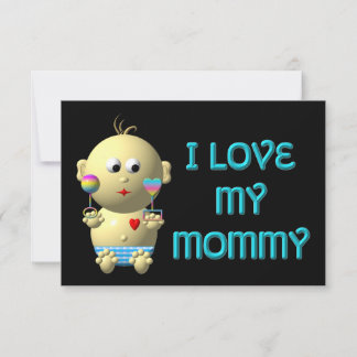 Tarjeta De Confirmación De Asistencia Amo a mi mamá Bouncing Baby with Heart & Rattles