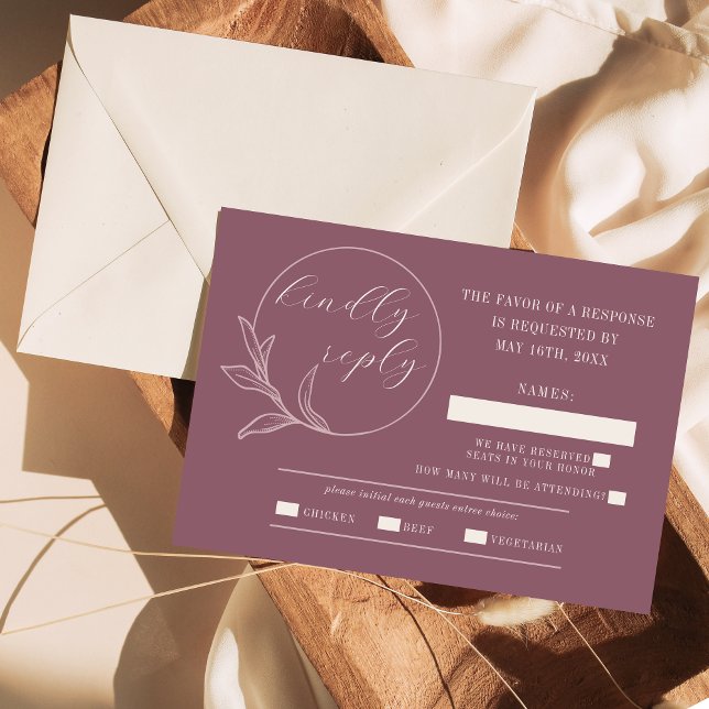 Tarjeta De Confirmación De Asistencia Amor eterno | Deep Mauve | (Subido por el creador)