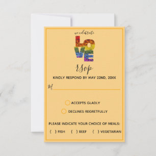 Tarjeta De Confirmación De Asistencia AMOR Naranja Flores temáticas matrimonio del mismo