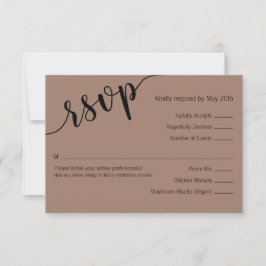 Tarjeta De Confirmación De Asistencia Amor Negro Riqueza Mocha Script Minimalista Boda