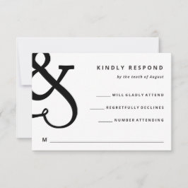 Tarjeta De Confirmación De Asistencia Ampersand Caprichoso | Boda en Blanco y Negro