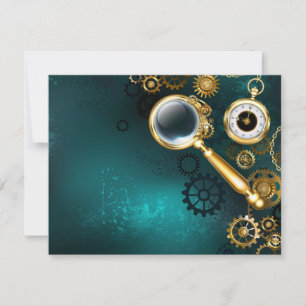 Tarjeta De Confirmación De Asistencia Ampliador en estilo Steampunk