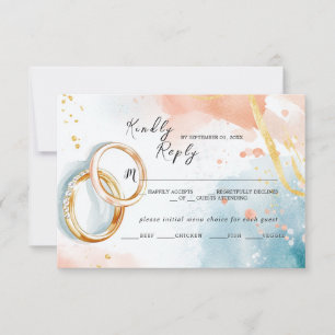 Tarjeta De Confirmación De Asistencia Anillos de boda elegantes de oro para primavera ve