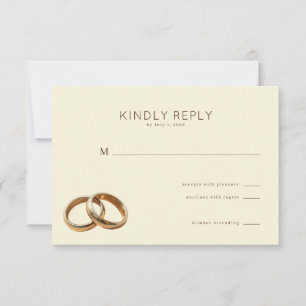 Tarjeta De Confirmación De Asistencia Anillos Entrelazados Elegantes Beige