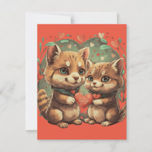 Tarjeta De Confirmación De Asistencia Animales día de San Valentín enamorados