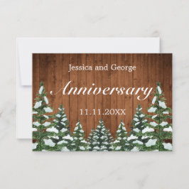 Tarjeta De Confirmación De Asistencia Aniversario de la Boda de Madera y Bosque de Nieve