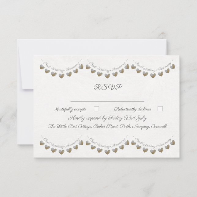 Tarjeta De Confirmación De Asistencia Aniversario de Pearl bunting 30 Boda (Anverso)