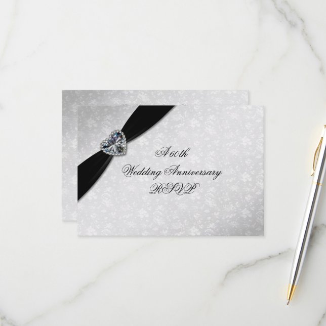 Tarjeta De Confirmación De Asistencia Aniversario del 60° Boda de Damask (Anverso/Reverso In Situ)