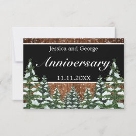 Tarjeta De Confirmación De Asistencia Aniversario del Boda de Madera y Bosques de Nieve 