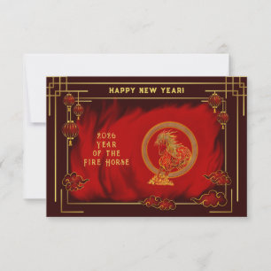 Tarjeta De Confirmación De Asistencia Año del Caballo de Fuego , Feliz Año Nuevo Lunar