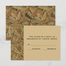 Tarjeta De Confirmación De Asistencia Antiguo Victoriano cálido otoño deja Boda