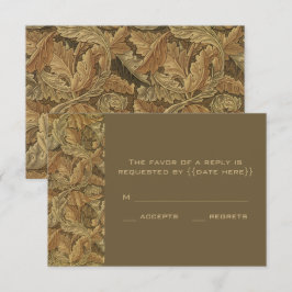 Tarjeta De Confirmación De Asistencia Antiguo Victoriano cálido otoño deja Boda