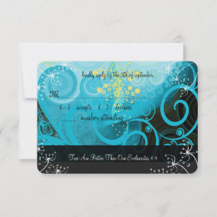 Tarjeta De Confirmación De Asistencia Aqua Azul Limón Amarillo Flor de Cala-