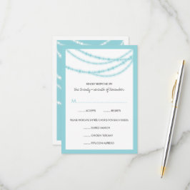 Tarjeta De Confirmación De Asistencia Aqua Blue Stylish Sparkling Lights Classy Boda