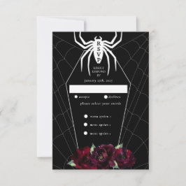 Tarjeta De Confirmación De Asistencia Araña gótica Coffin de la Web Blanco Negro