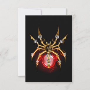Tarjeta De Confirmación De Asistencia Araña steampunk sobre negro