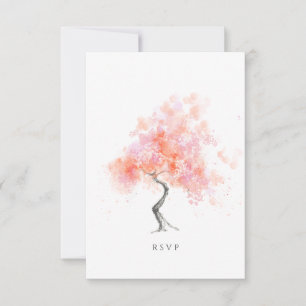 Tarjeta De Confirmación De Asistencia Árbol de acuarela rosa claro minimo moderno