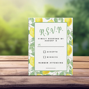 Tarjeta De Confirmación De Asistencia Árbol de limón de verano verde botánico alegre ama
